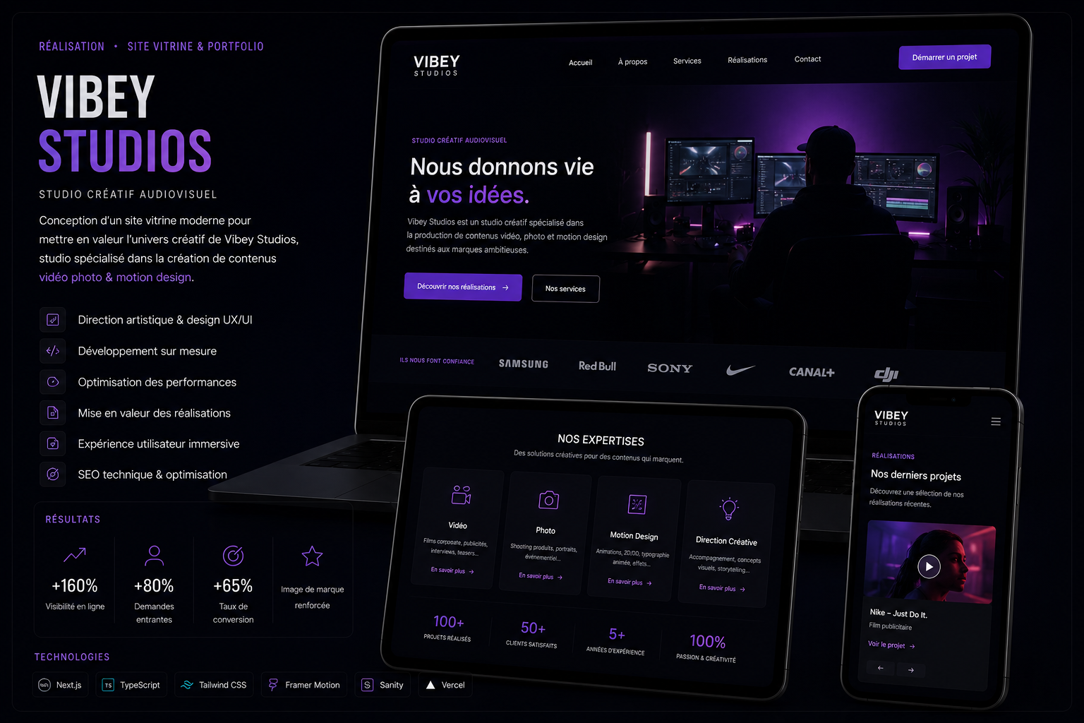 Vibey Studios — aperçu projet